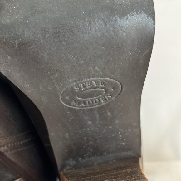 Steve Madden Frontier Brown Leather Mid-Calf Heeled Cowboy Boots - Picture 11 of 11